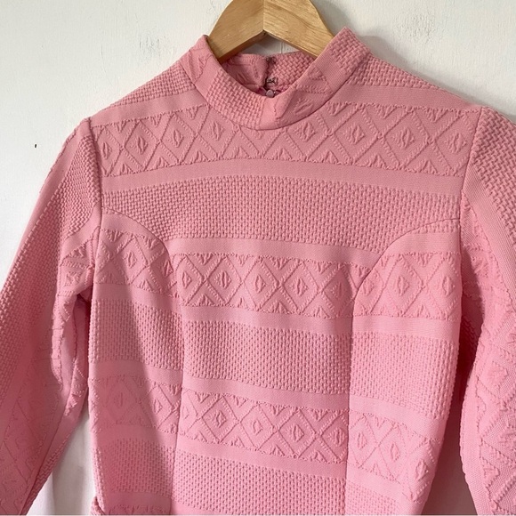 Vintage 60s Barbie Pink Dress Mod Barbiecore Long Sleeve Mini Small to Medium - Picture 2 of 10